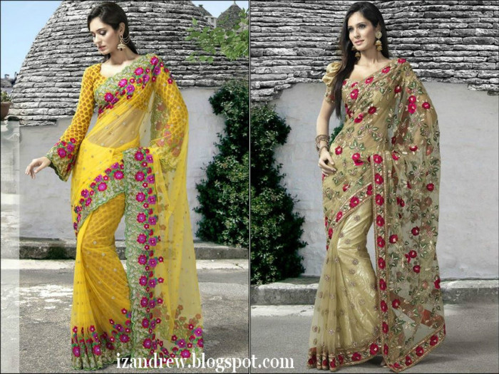 Bridal Sarees 2012  Silk SareesSaris  Indian Designer Saree Blouse Styles-izandrew.blogspot.com