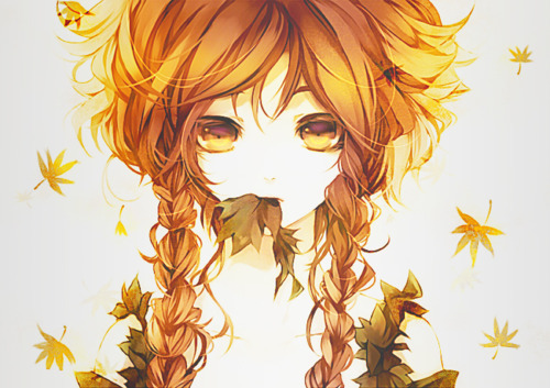 anime-autum-braids-girl-leaves-Favim.com-452662 - Poze diferite care le ador la nebunie