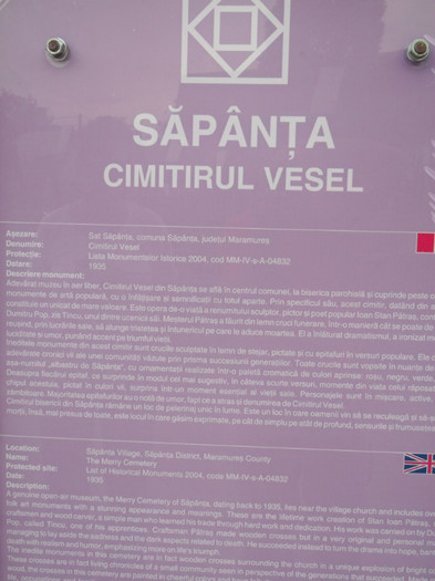 EXPLICATII BINE VENITE - CIMITIRUL VESEL SAPANTA-UNICAT MONDIAL