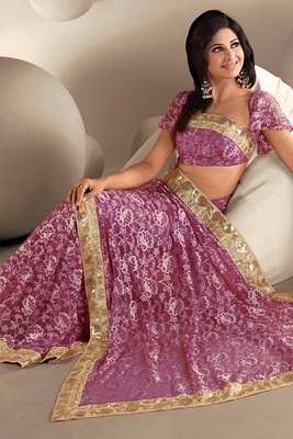 Pink color Bridal Saree - Alege 2