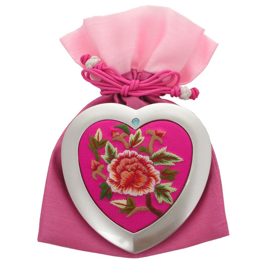 Heart Shape Embroidery Hand Mirror 04 - l-Trend Korean-l