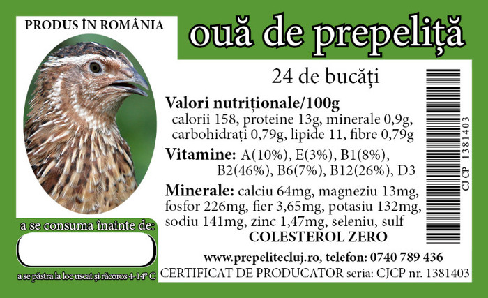 eticheta cofrag oua prepelita cluj 2 - VAND OUA DE PREPELITA PT CONSUM TRATAMENT SI INCUBAT PUI DE PREPELITE SI CARNE CLUJ NAPOCA