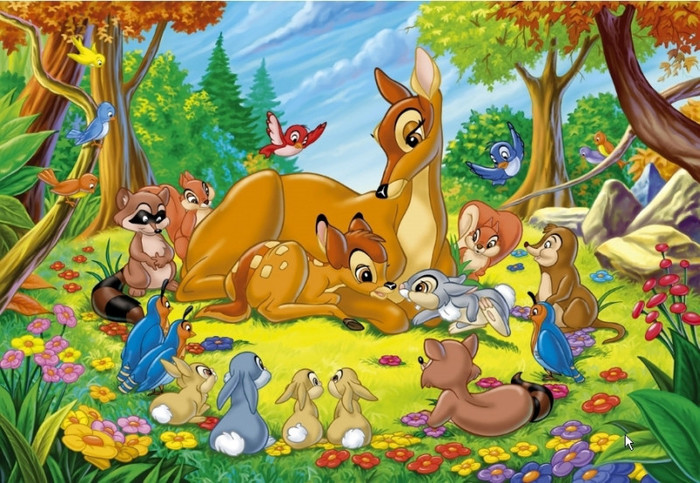 Imagini Bambi si prietenii iepurasul Bocanila, sconcsul Flower, pasarele, veverite  - 2 - Caprioara Bambi