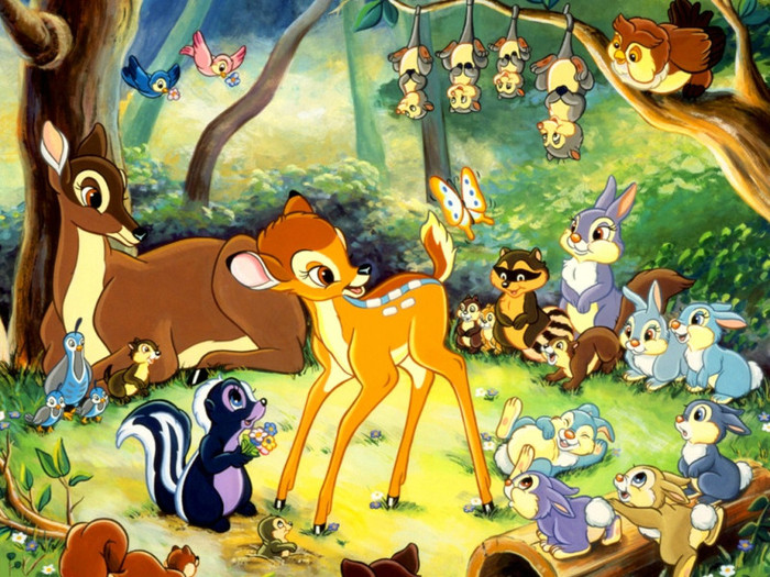 Imagini Bambi si prietenii iepurasul Bocanila, sconcsul Flower, pasarele, veverite  - 9