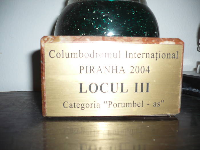 Loc 2 Finala Columbodromului International PIRANHA Bucuresti 2004 si LOC 3 la categoria AS Porumbel; Loc 2 Finala Columbodromului International PIRANHA Bucuresti 2004 si LOC 3 la categoria AS Porumbel
