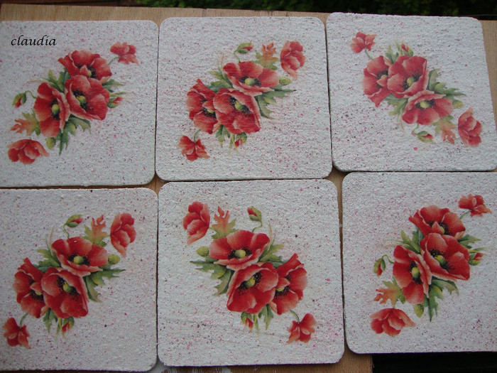 suporti pluta ,,maci rosii'' - 0-01 Handmade-