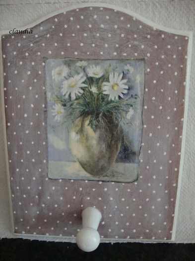 cuier ,,floare de colt''-decoupage - 0-01 Handmade-