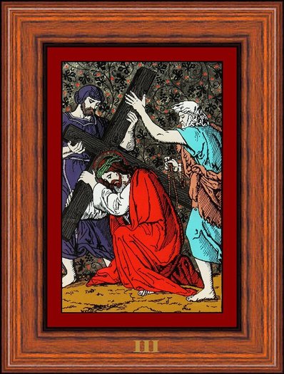 III - Iisus cade prima oar%u0103 sub crucea Lui (Jesus Falls the First Time Under His Cross ) - DRUMUL CRUCII - STATIONS OF THE CROSS