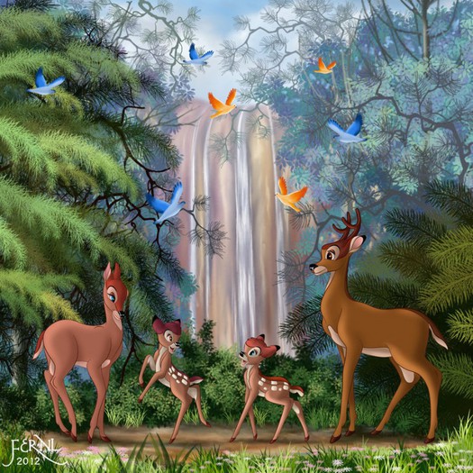 bambi_and_his_family_by_fernl-d53ec83