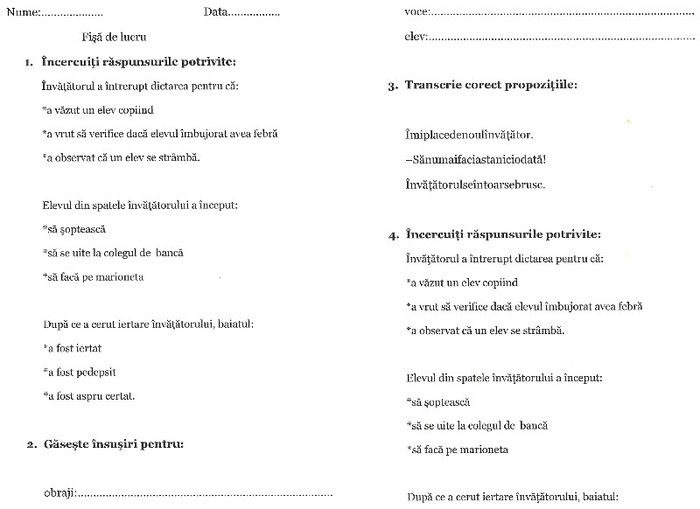 fisa -lb.romana-1 - Fisa de lucru limba romana