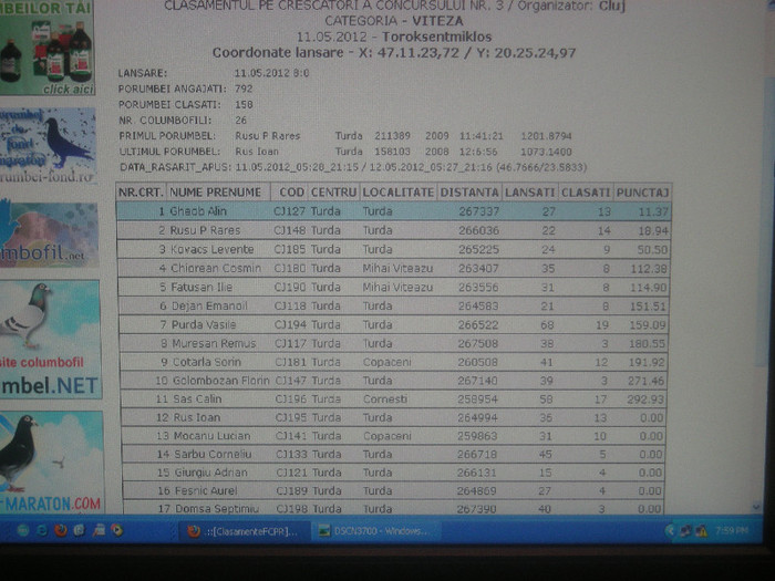 CLASAMENT CRESCATORI ETAPA 3 - REZULTATE CRESCATOR 2012