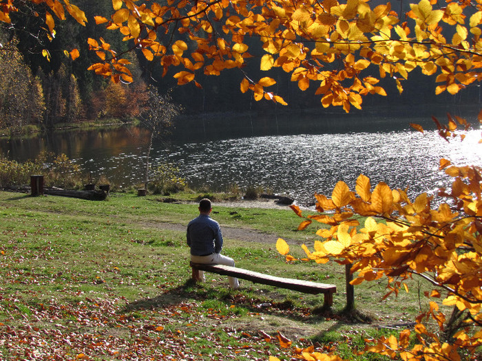 Pauza la lacul vulcanic sf Ana - Vara - Toamna - Iarna in Transylvania