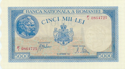 RomaniaP55-5000Lei-1943_f-donated - 003 Bacnotele Romaniei
