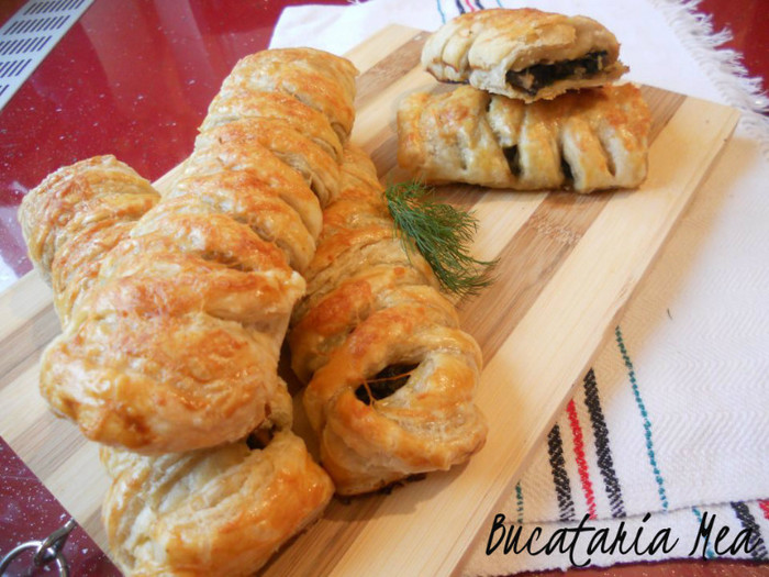 Foietaj impletit cu ciuperci si cascaval