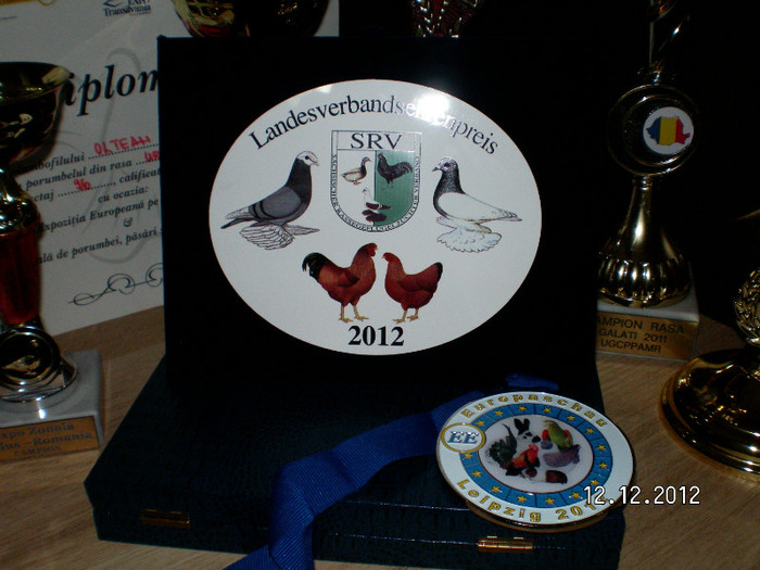 placheta si medalie ,obtinute la Expozitia Europeana,Leipzig 2012