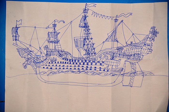 corabie; desen copil clasa a 2-a
