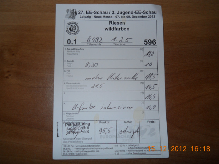 B492  125 (F1); Humpelstater Wolfgang 95,5pct Leipzig 2012
