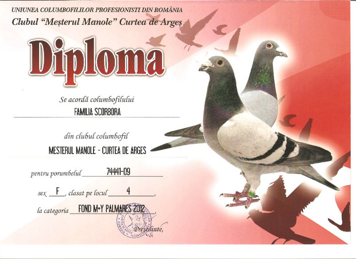 CD91A729 - DIPLOME SI CUPE OBTINUTE 2012
