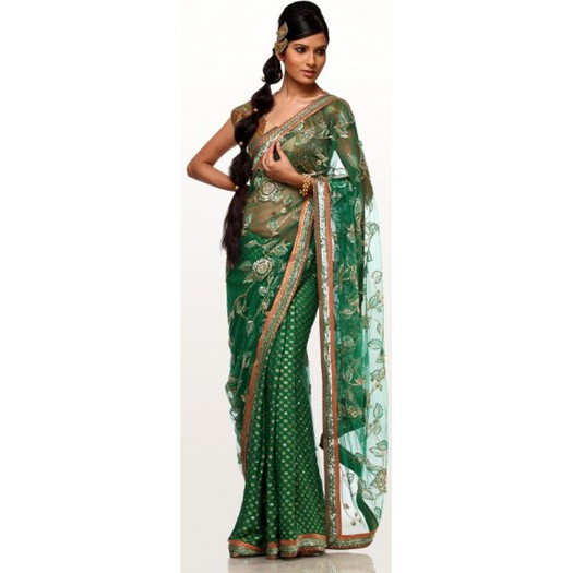 green-net-saree - Saree