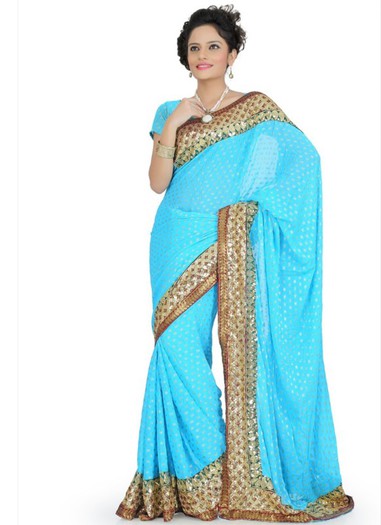 Pretty-Light-Blue-Viscose-Saree-SASNCS713-u - Saree