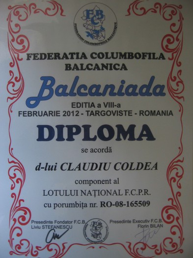 diploma de la balcaniada - rezultate