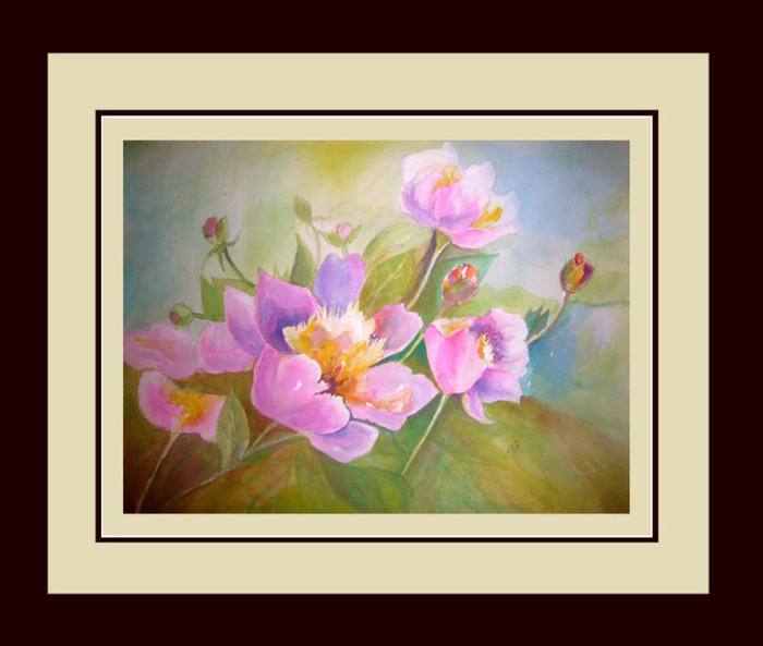 Peonies3_rama - Desene acuarela