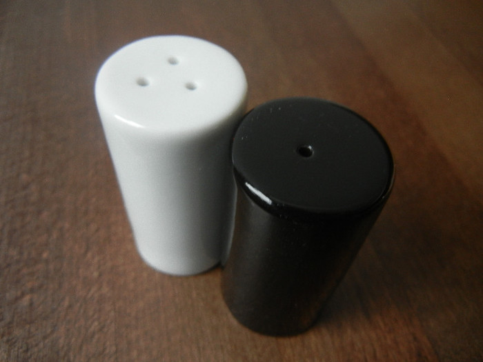 Black & White Salt & Pepper Pots - Salt and Pepper