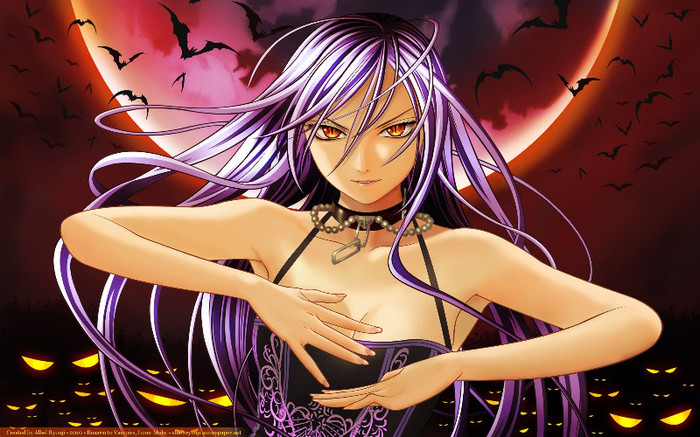 rosario_vampire_girl_bat_moon_25562_2560x1600 - Rosario Vampire