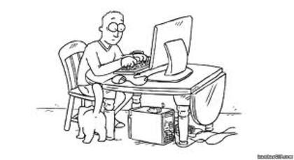 Obsedat de computer - Desene alb-negru