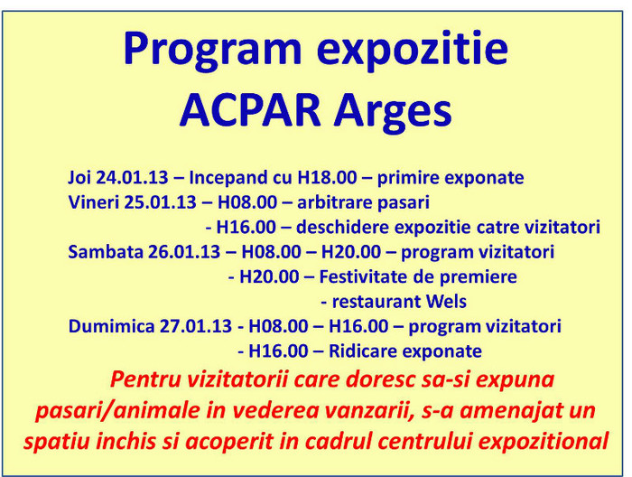 Program expozitie - 2013 Expo Arges Ianuarie