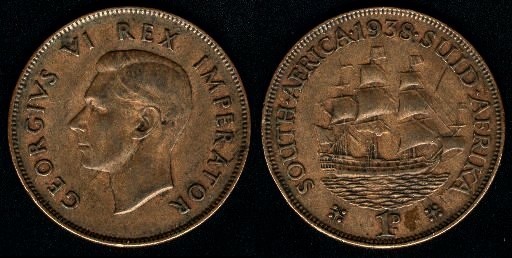 1 penny, africa de Sud, george VI, 1940,199