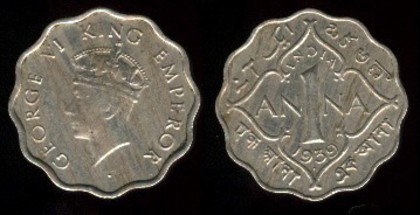 1 anna, 1939, George VI, 272 - Asia