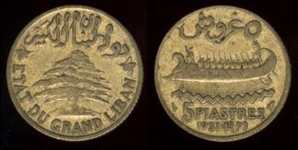 5 piastri, Liban,1936,1
