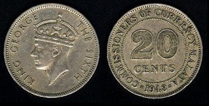 20 centi, 1950, George al VI-lea, 262
