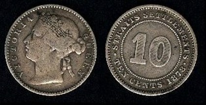 10 centi, Straits Settlements, Regina Victoria, 1900, 141