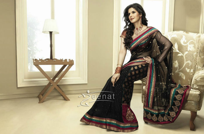 Zarine-Khan-Black-Saree