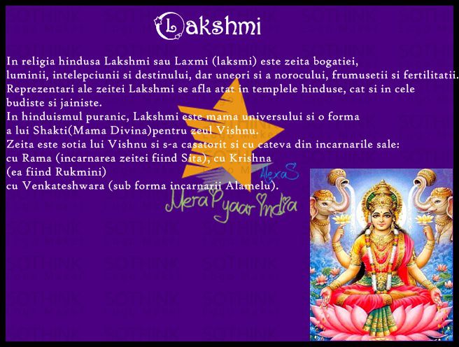 Lakshmi-Zeita prosperitatii si a sanatatii (sotia lui Vishnu) - Zeitati Hinduse-Povestea Lor
