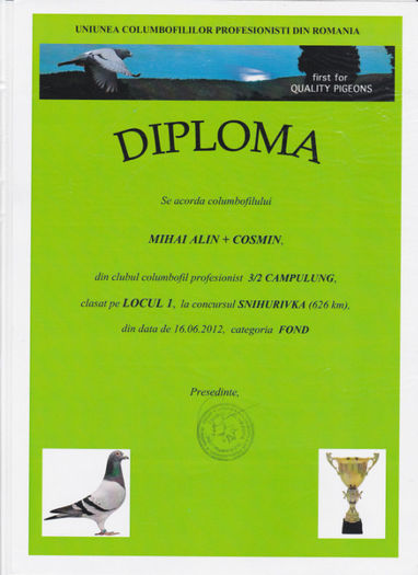  Loc 1 Snihurivka crescatori - Diplome 2012
