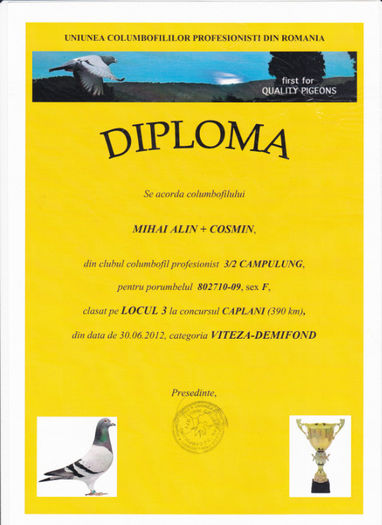 Loc 3 Caplani - Diplome 2012