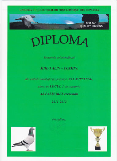  Loc 1 AS  palm 2 ani crescatori - Diplome 2012