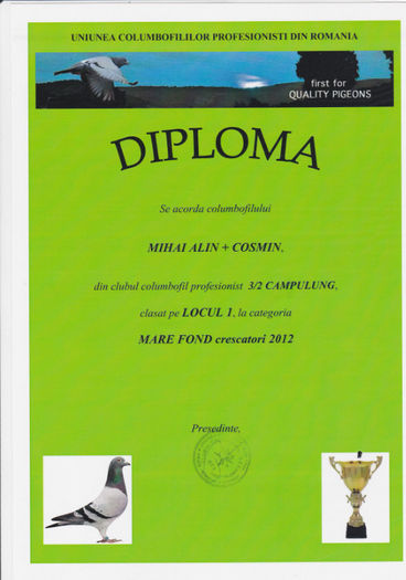  Loc 1 MARE FOND crescatori - Diplome 2012