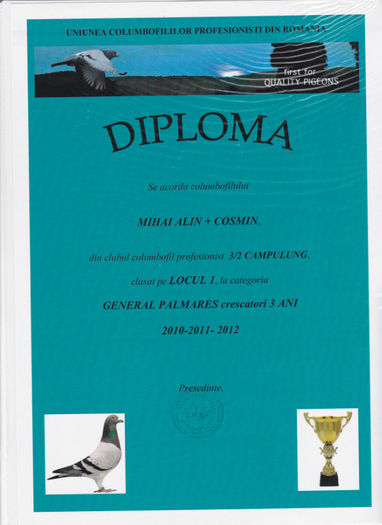 Loc 1 GENERAL  palm 3 ani crescatori - Diplome 2012