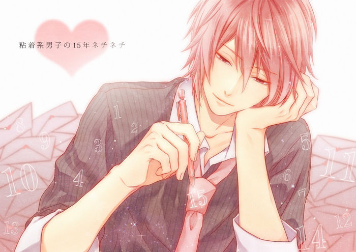 Konachan.com - 133703 close heart itohara male pink_hair polychromatic tie vocaloid vy2