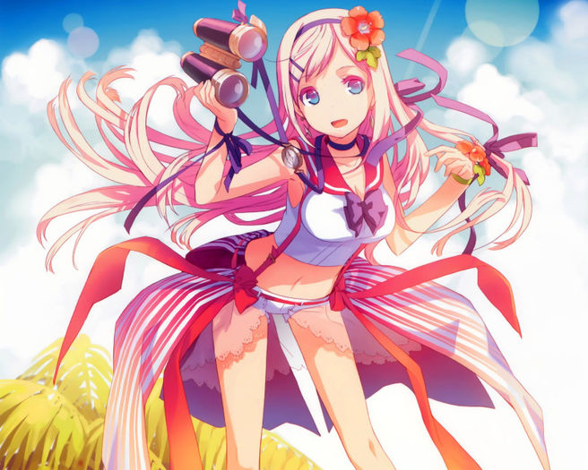 Konachan.com - 149430 cleavage h2so4 kaku-san-sei_million_arthur long_hair pink_hair ribbons