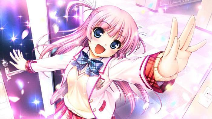 Konachan.com - 153472 bekkankou blue_eyes daitoshokan_no_hitsujikai game_cg long_hair pink_hair seif