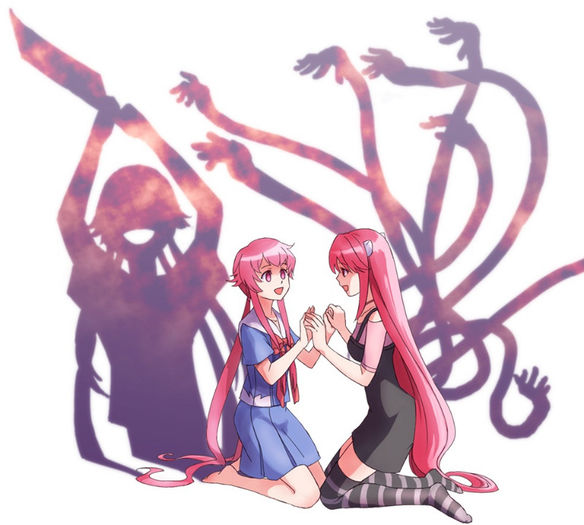 odd evil shadow gasai yuno mirai nikki vs elfen lief anime wallpaper 5 stars phistars
