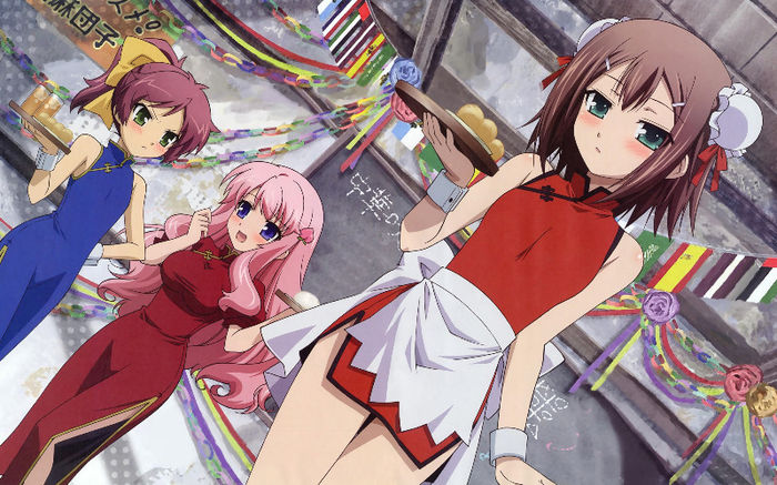 baka_to_test_to_shoukanjuu-blush-hideyoshi_kinoshita-minami_shimada-mizuki_himeji-trap-wallpaper - Baka to Test to Shoukanjuu