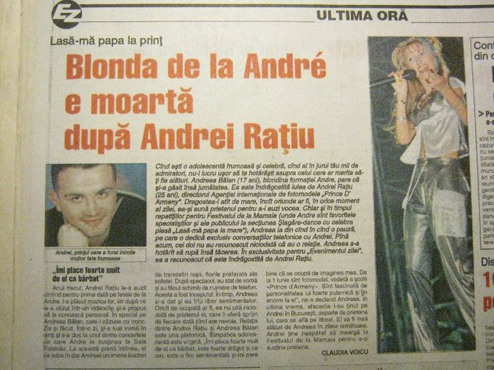 PRINTUL ANDREI RATIU SI ANDREA BALAN O POVESTE SENZATIONALA - ANDREEA BALAN SI PRINTUL ANDREI RATIU ARTICOLE SENZATIONALE DE PRESA