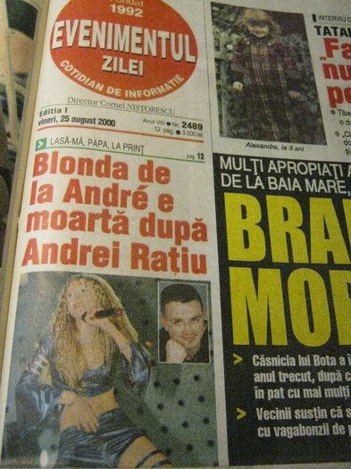 ANDREI PRISECARU RATIU SI ANDREEA BALAN PRIMA PE PAGINA IN EVENIMENTUL ZILEI - ANDREEA BALAN SI PRINTUL ANDREI RATIU ARTICOLE SENZATIONALE DE PRESA