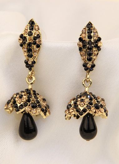 Dazzling-Black-Jhumka-Earrings-ERMSA28-u - Jhoomka-Jhoomki-Cercei